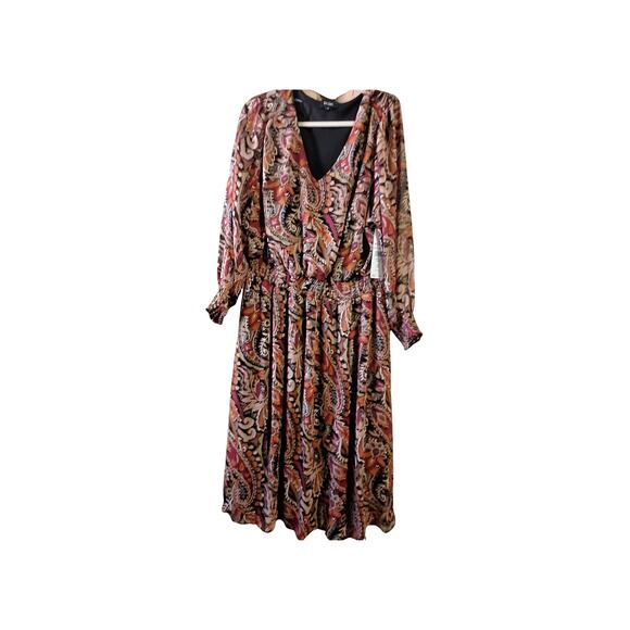 NWT MSK Plus Size 2X Long Sleeve Fit & Flare Dress - Picture 2 of 2